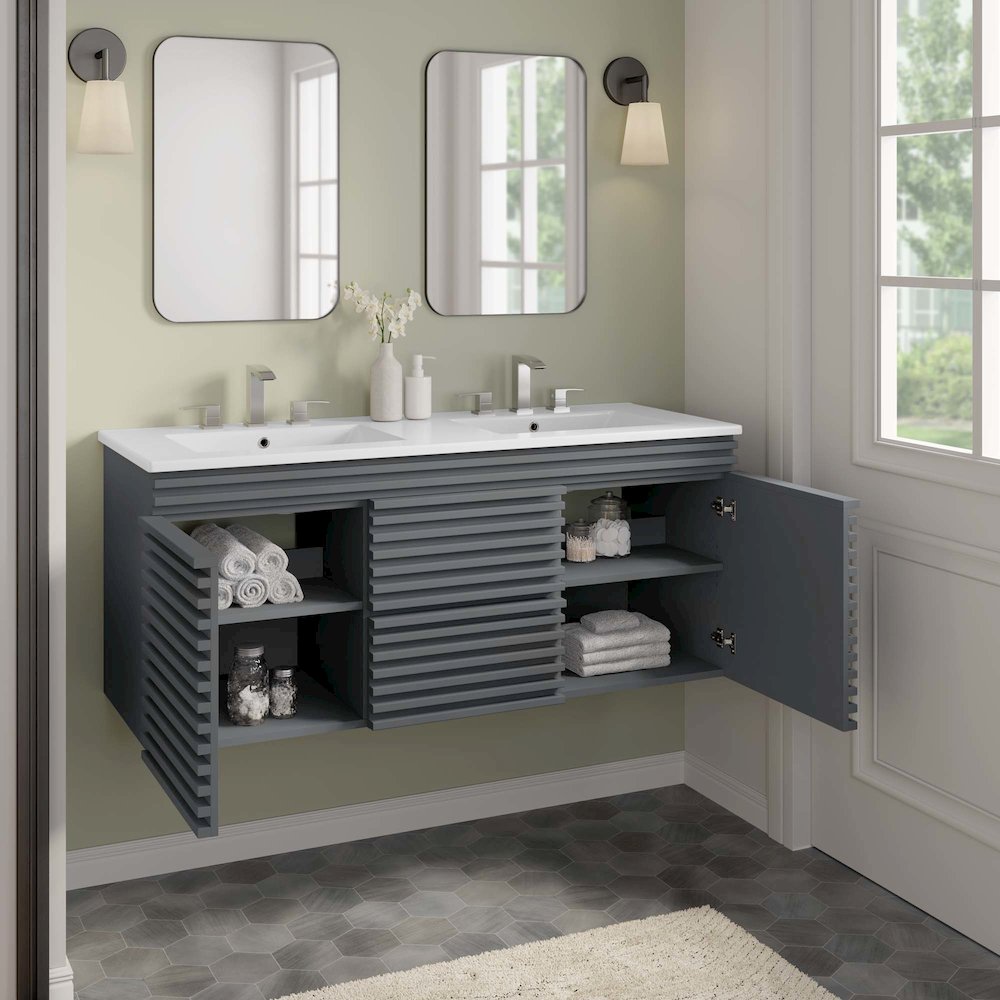 Render 48" Wall-Mount Bathroom Vanity. Picture 11