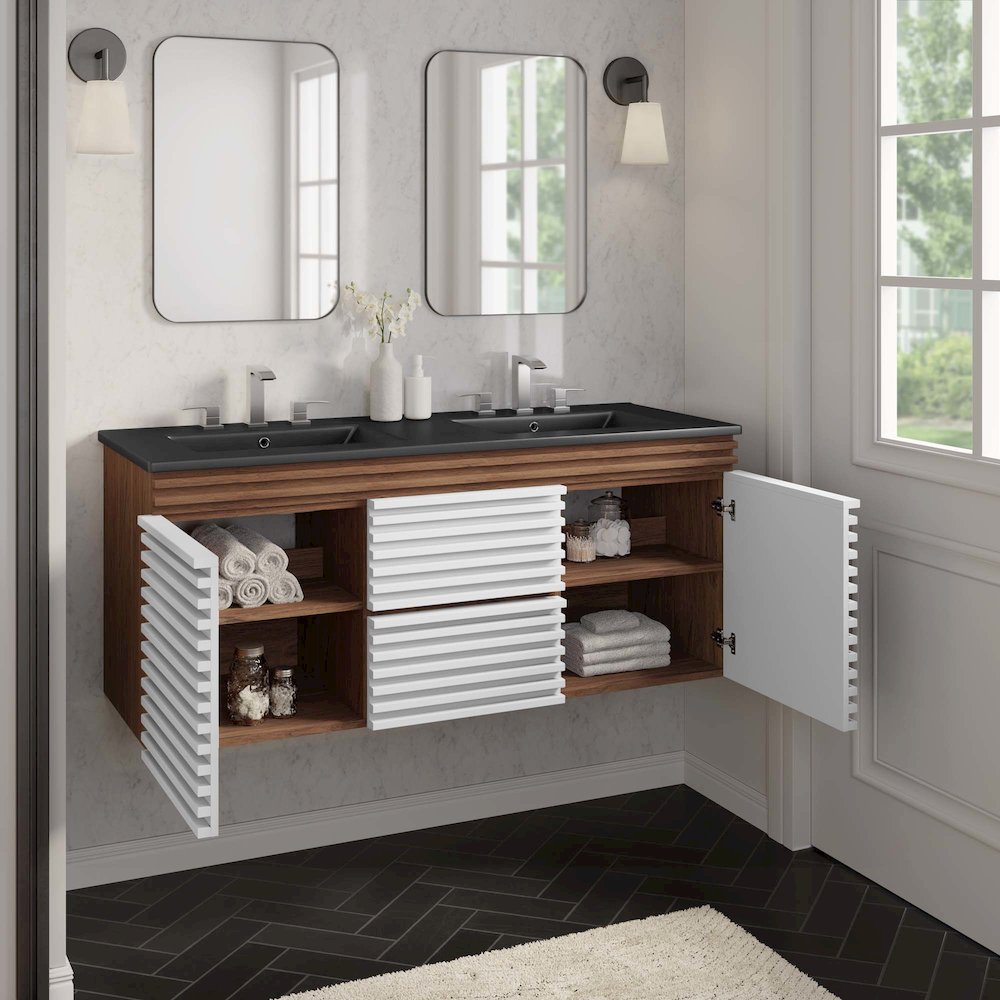 Render 48" Wall-Mount Bathroom Vanity. Picture 11