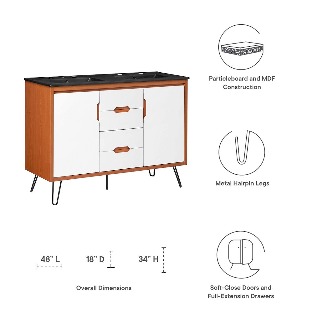 Energize 48" Double Sink Bathroom Vanity. Picture 2