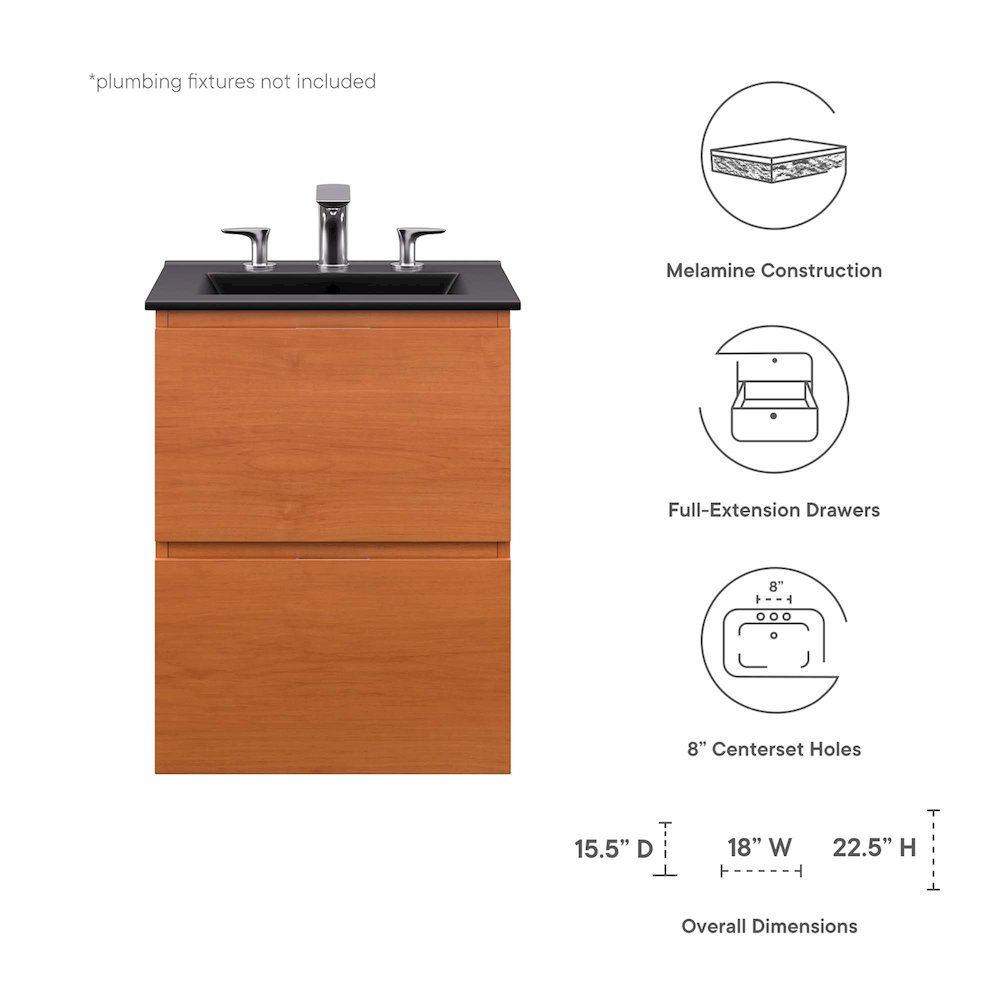 Scenic 18" Wall-Mount Bathroom Vanity. Picture 2