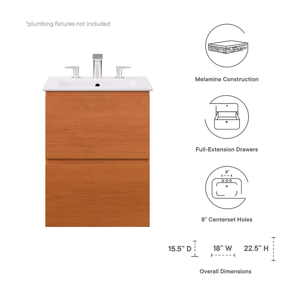 Scenic 18" Wall-Mount Bathroom Vanity. Picture 2