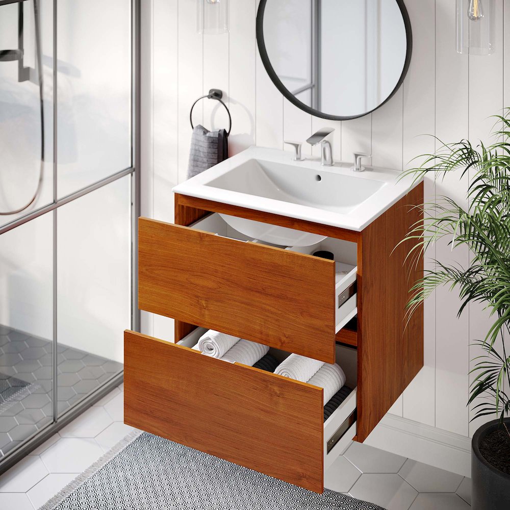 Scenic 24" Wall-Mount Bathroom Vanity. Picture 9