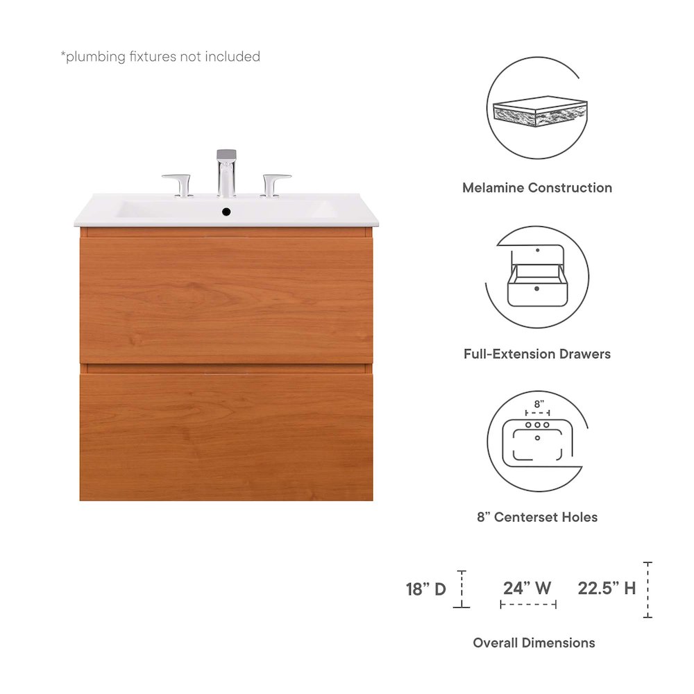 Scenic 24" Wall-Mount Bathroom Vanity. Picture 2