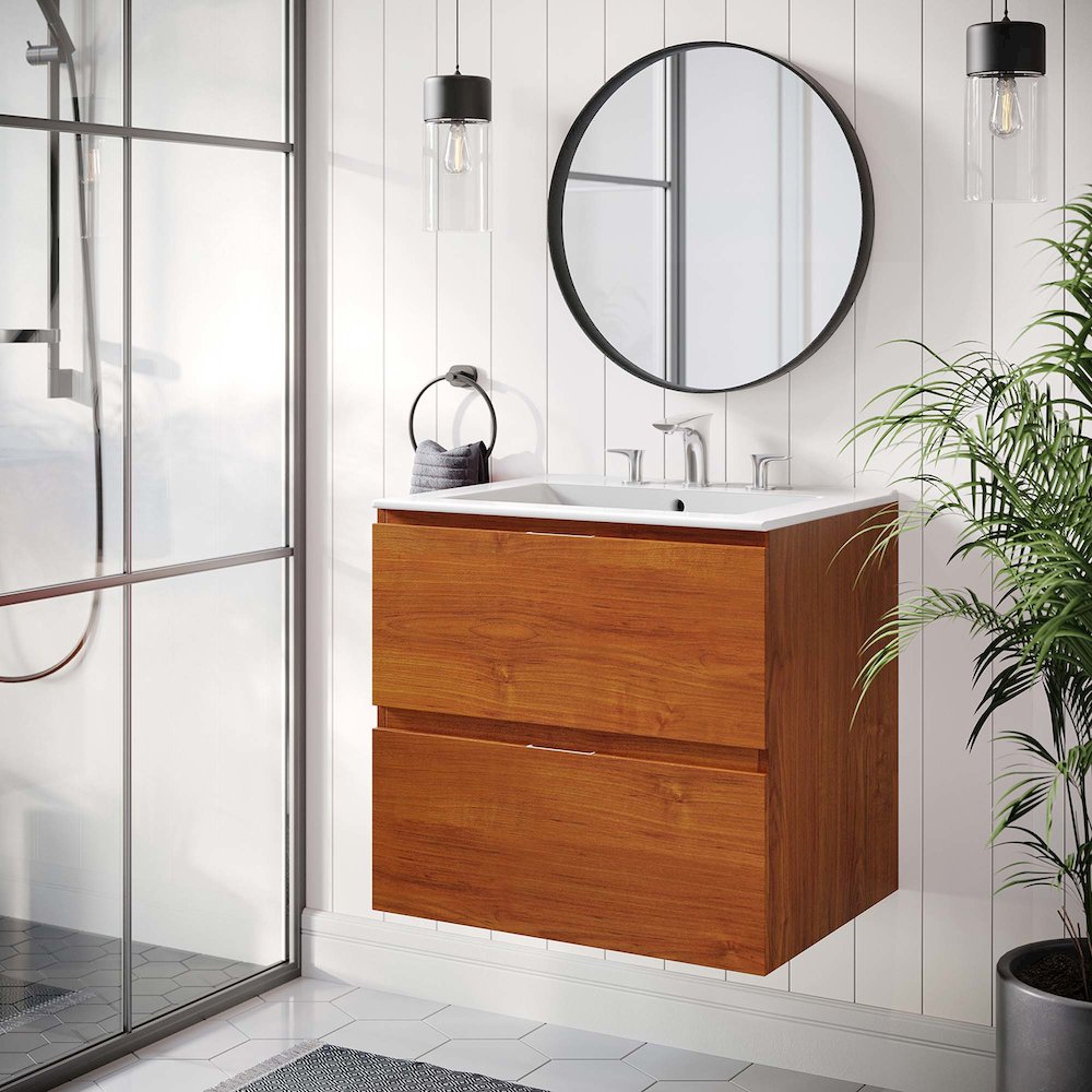 Scenic 24" Wall-Mount Bathroom Vanity. Picture 8
