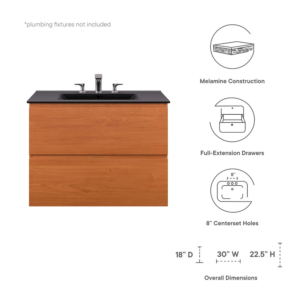 Scenic 30" Wall-Mount Bathroom Vanity. Picture 2