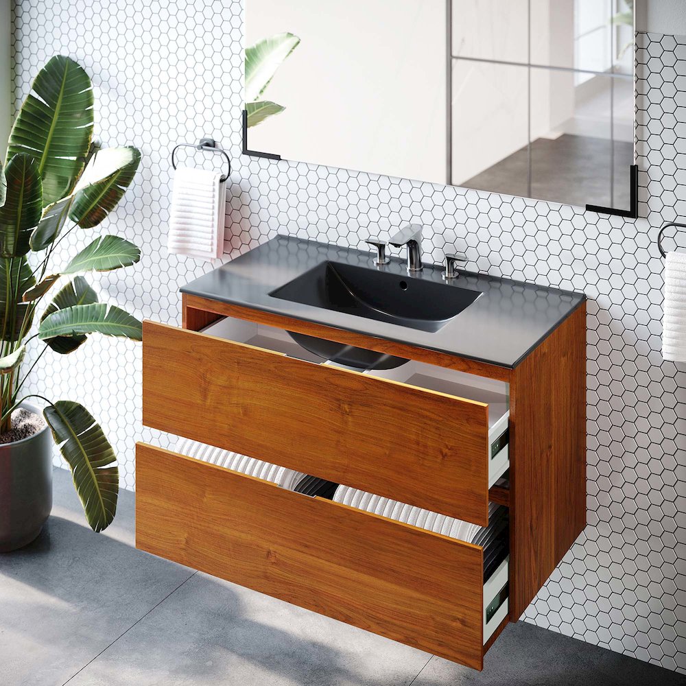 Scenic 36" Wall-Mount Bathroom Vanity. Picture 9