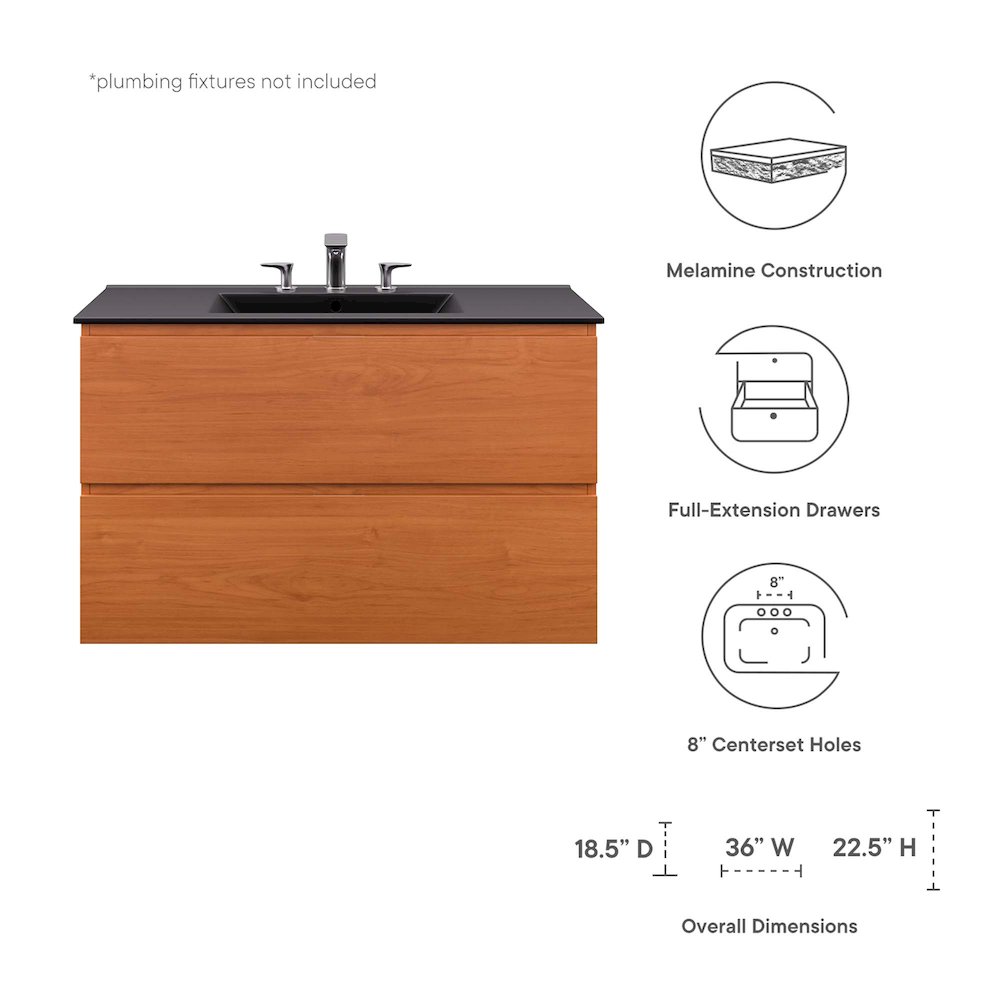 Scenic 36" Wall-Mount Bathroom Vanity. Picture 2