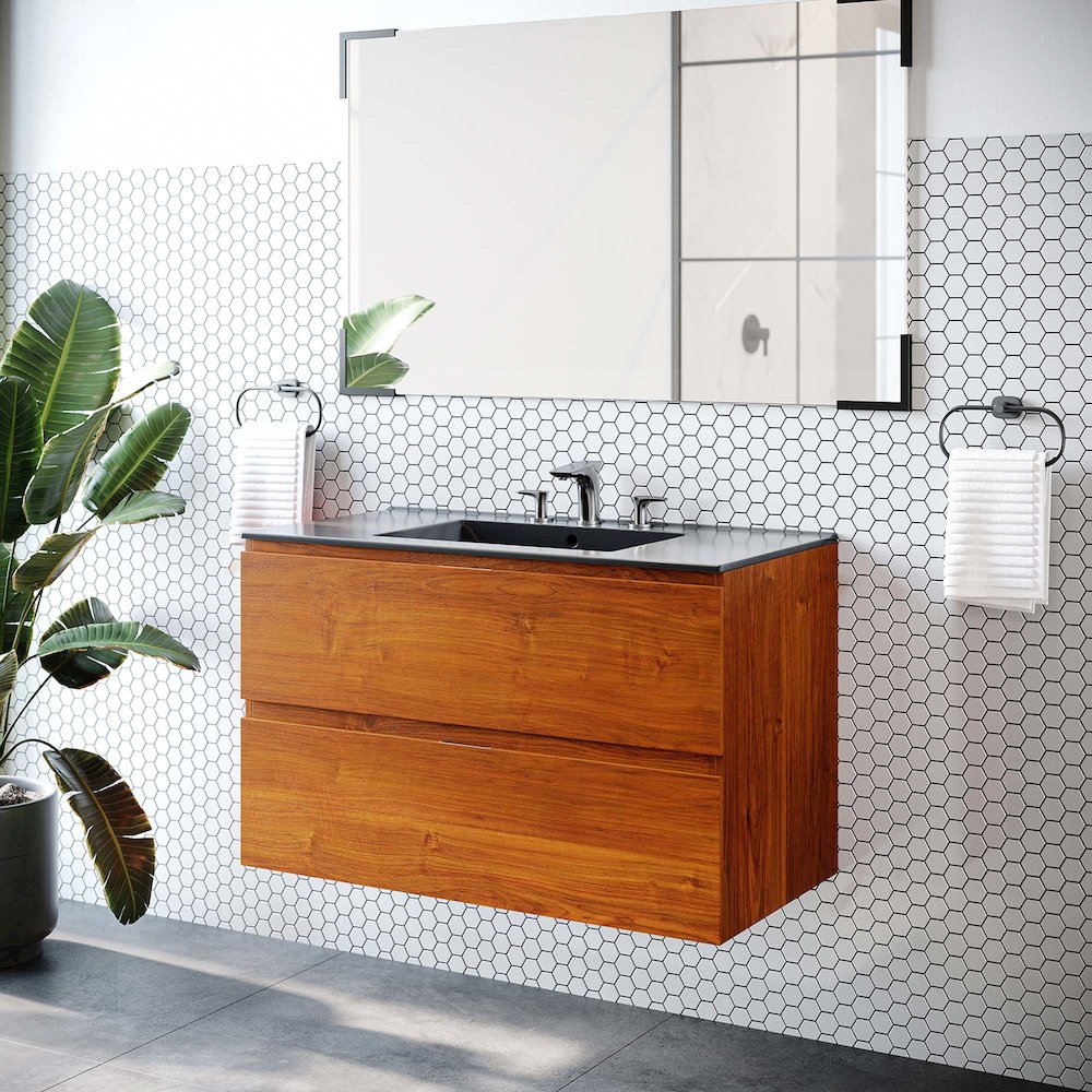 Scenic 36" Wall-Mount Bathroom Vanity. Picture 8