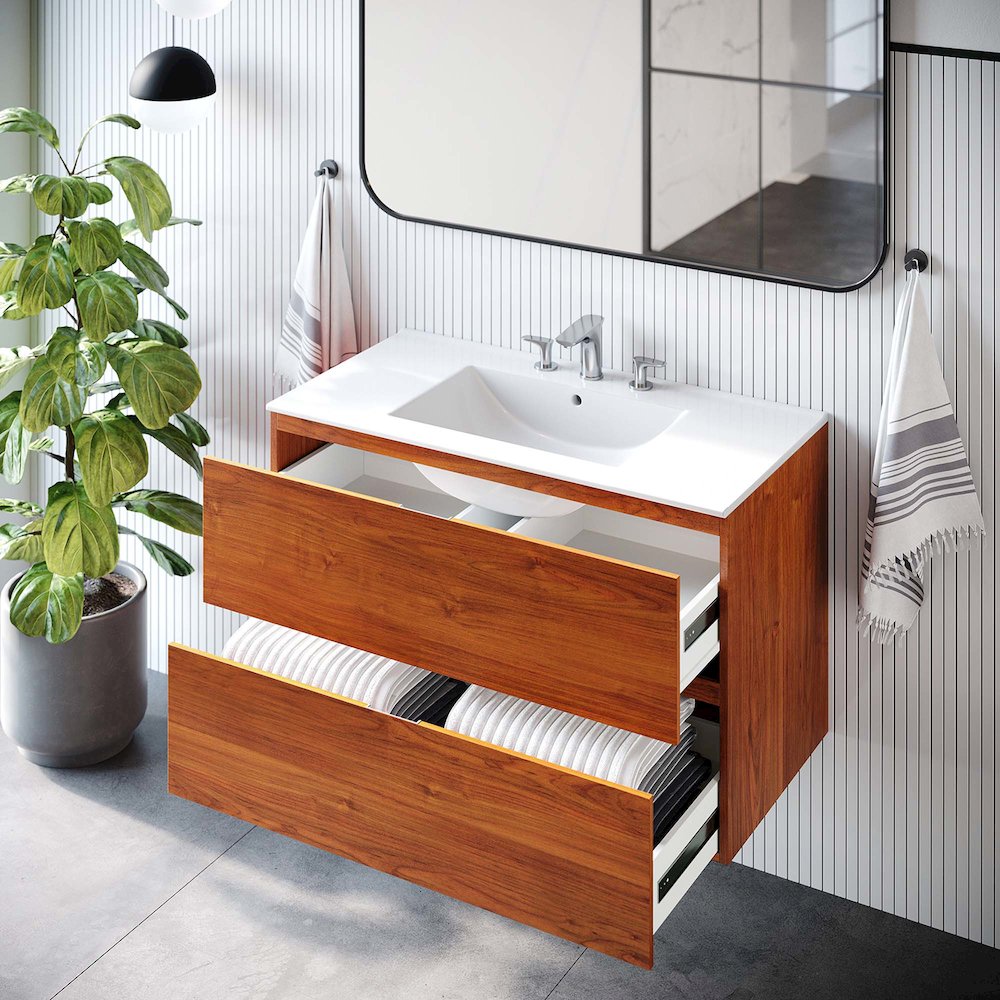 Scenic 36" Wall-Mount Bathroom Vanity. Picture 9