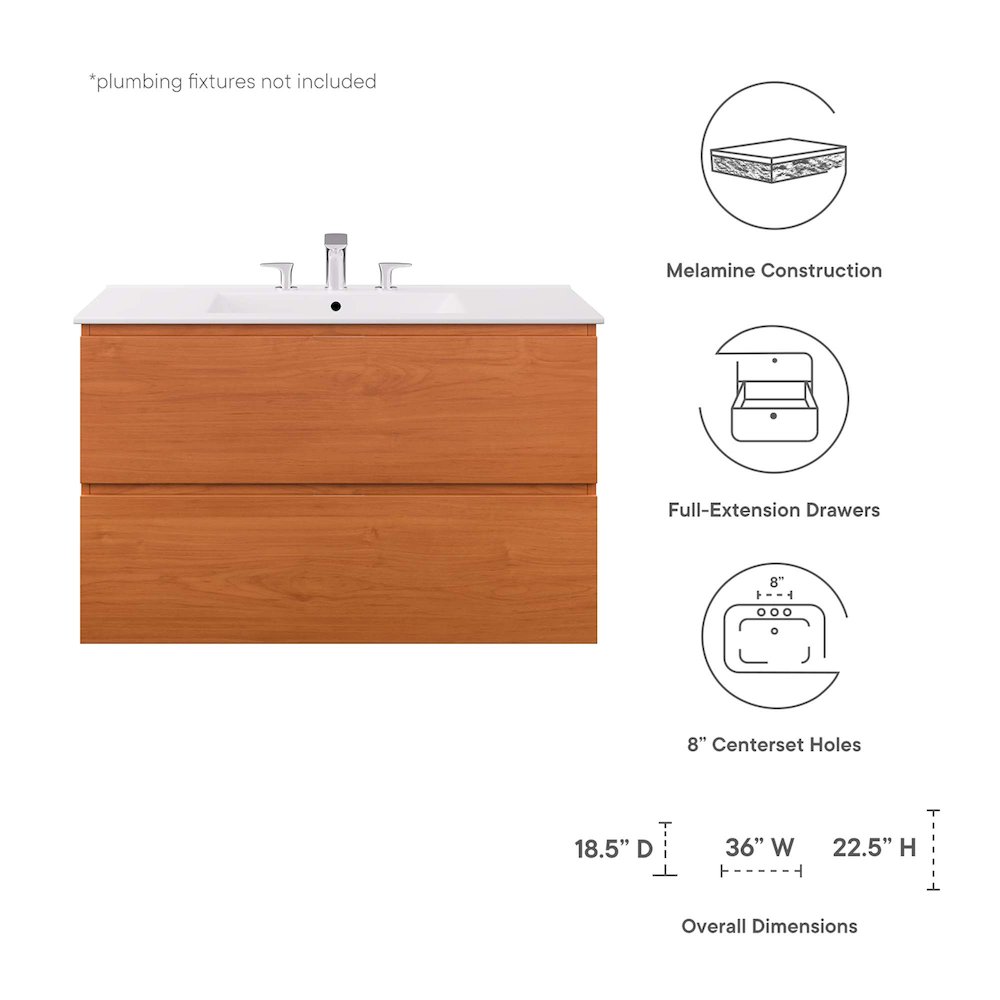 Scenic 36" Wall-Mount Bathroom Vanity. Picture 2