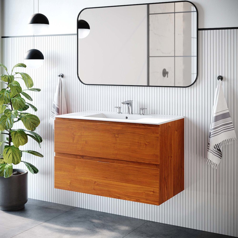 Scenic 36" Wall-Mount Bathroom Vanity. Picture 8
