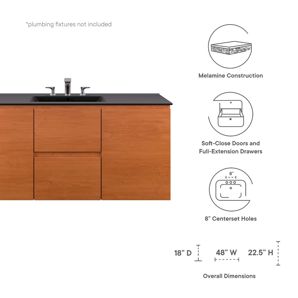 Scenic 48" Wall-Mount Bathroom Vanity. Picture 2