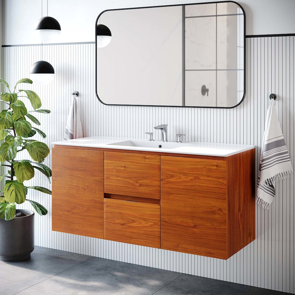 Scenic 48" Wall-Mount Bathroom Vanity. Picture 9