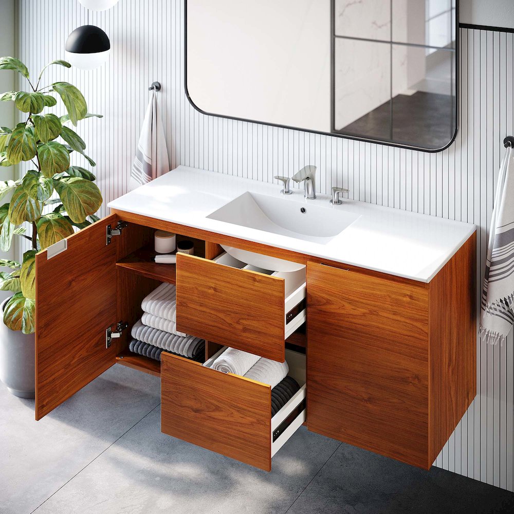 Scenic 48" Wall-Mount Bathroom Vanity. Picture 10