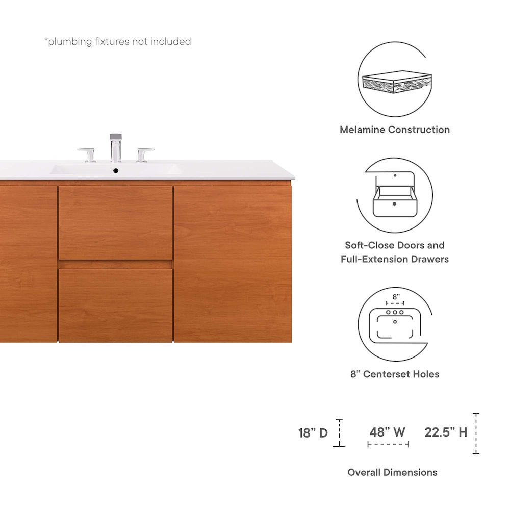 Scenic 48" Wall-Mount Bathroom Vanity. Picture 2