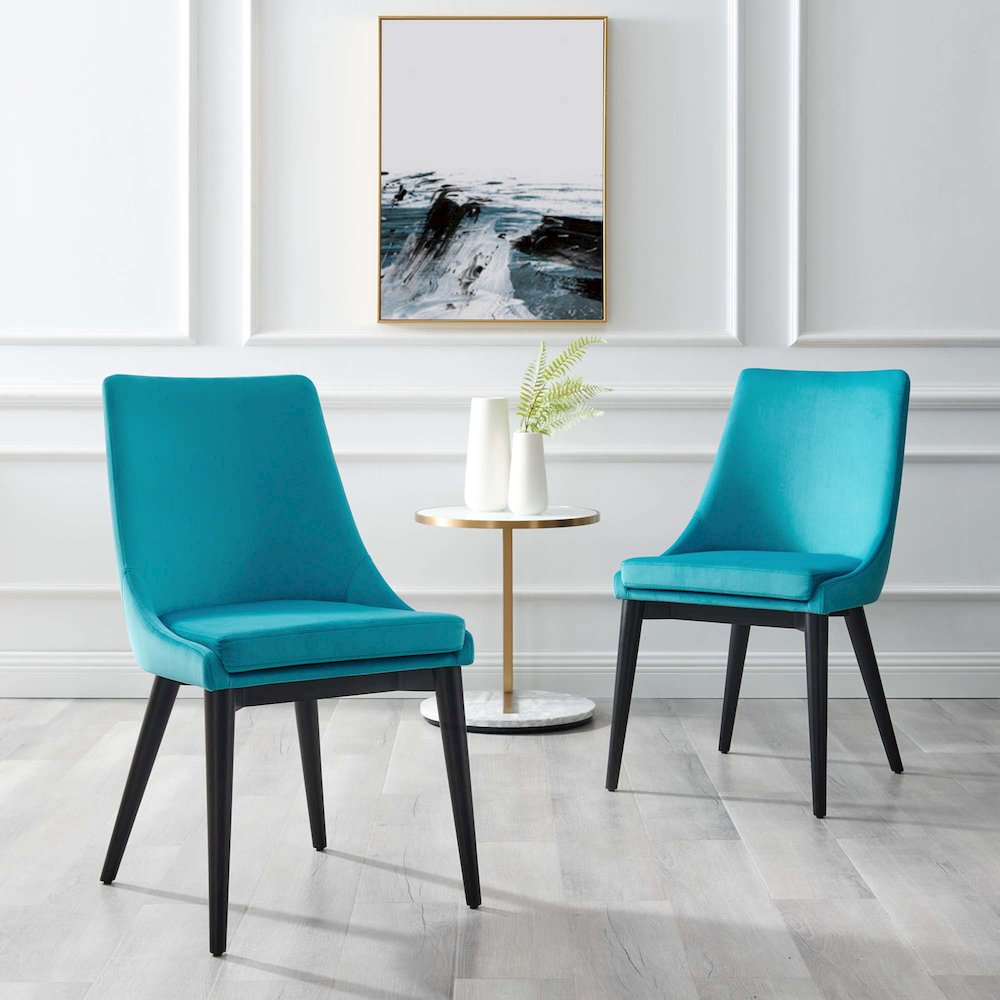 Viscount Accent Performance Velvet Dining Chairs Set of 2. Picture 8