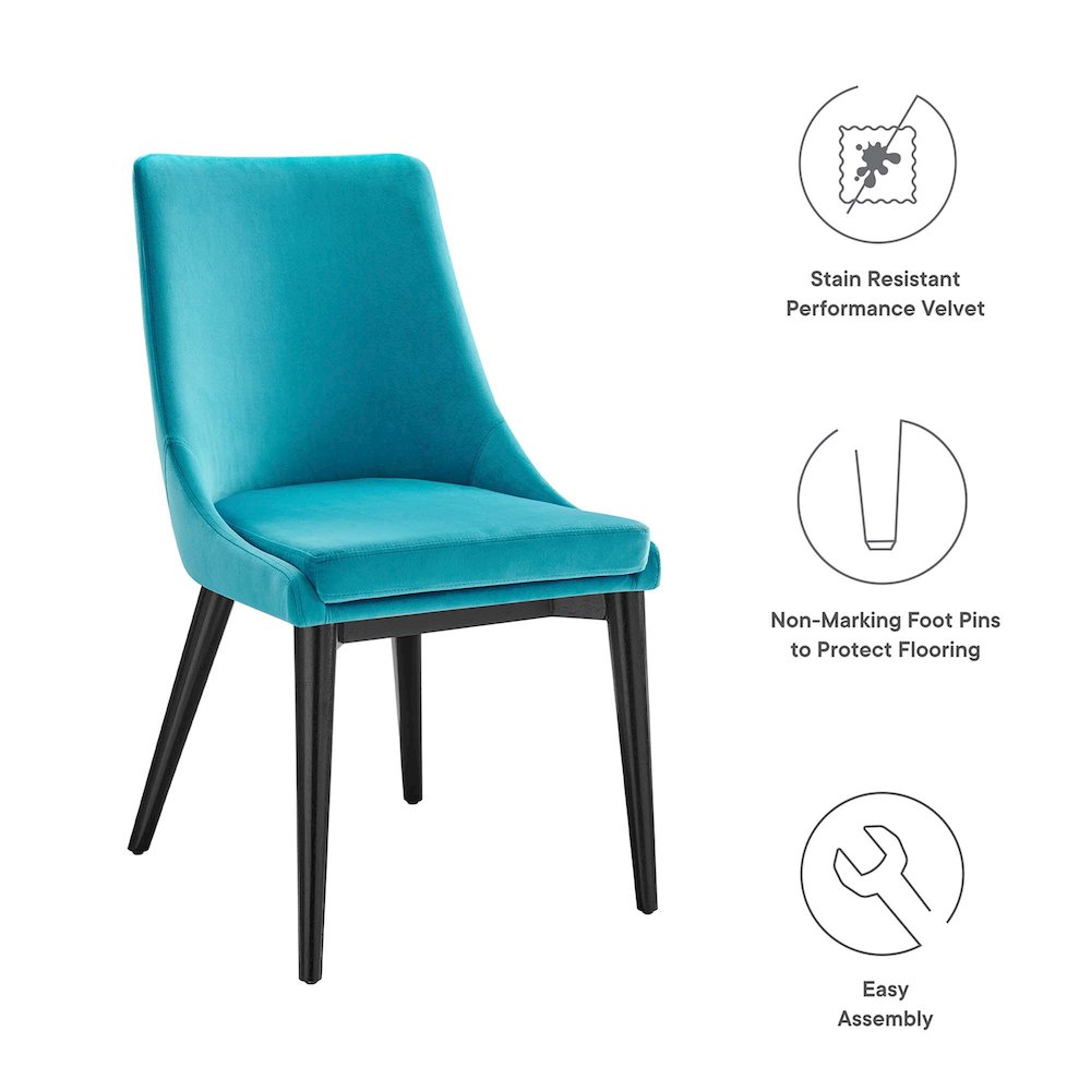 Viscount Accent Performance Velvet Dining Chairs Set of 2. Picture 2