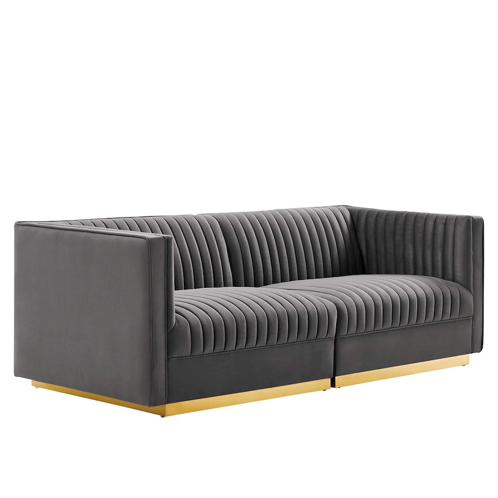 Sanguine Channel Tufted Performance Velvet Modular Sectional Sofa Loveseat. Picture 1