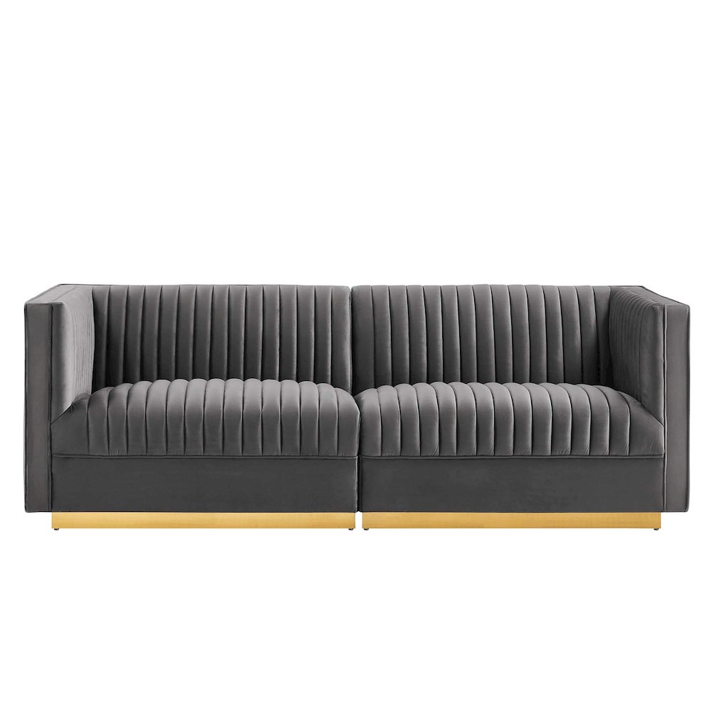 Sanguine Channel Tufted Performance Velvet Modular Sectional Sofa Loveseat. Picture 3