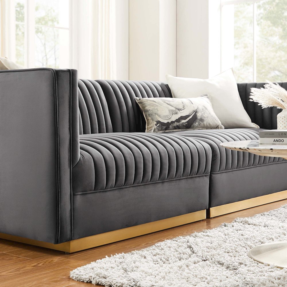 Sanguine Channel Tufted Performance Velvet Modular Sectional Sofa Loveseat. Picture 10