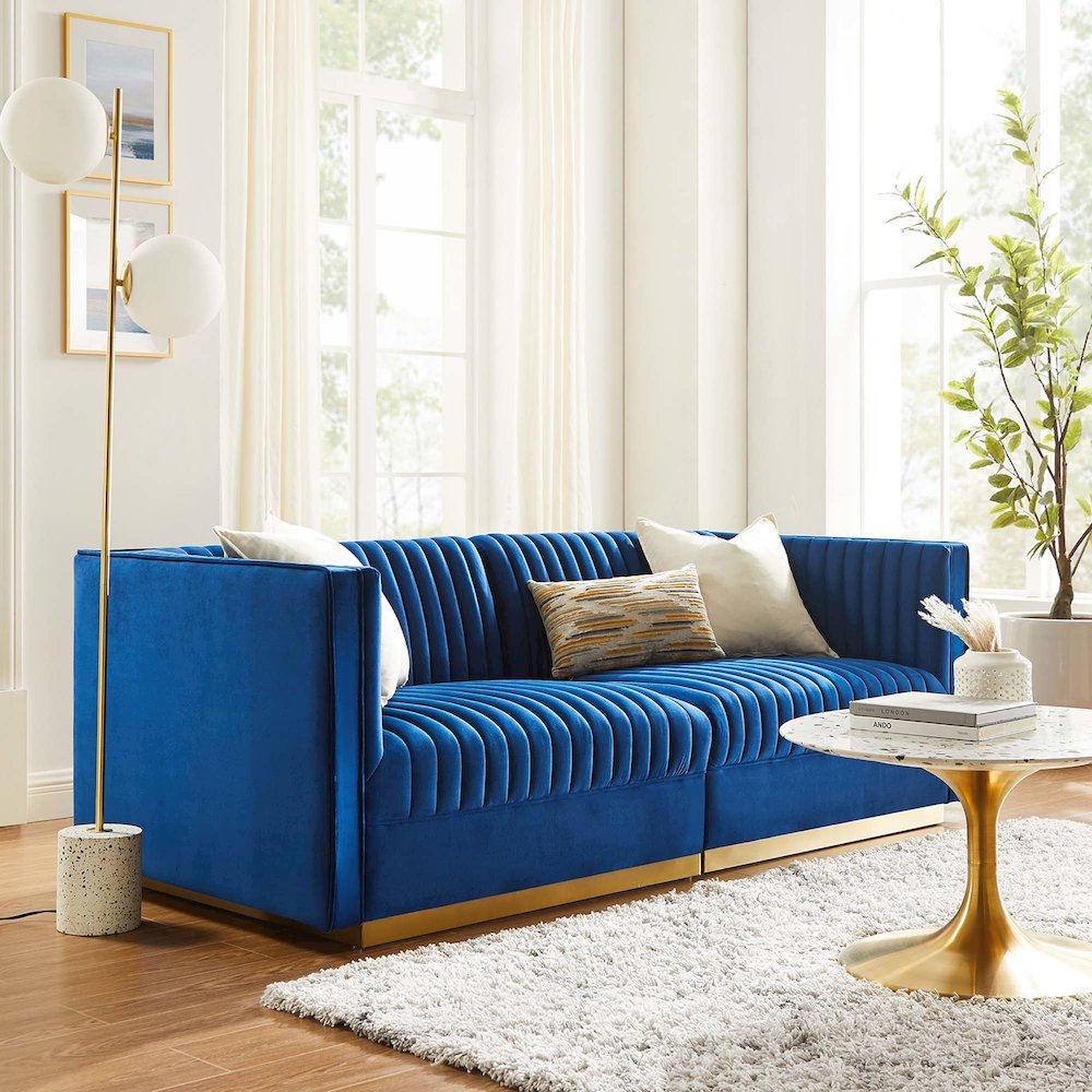 Sanguine Channel Tufted Performance Velvet Modular Sectional Sofa Loveseat. Picture 10