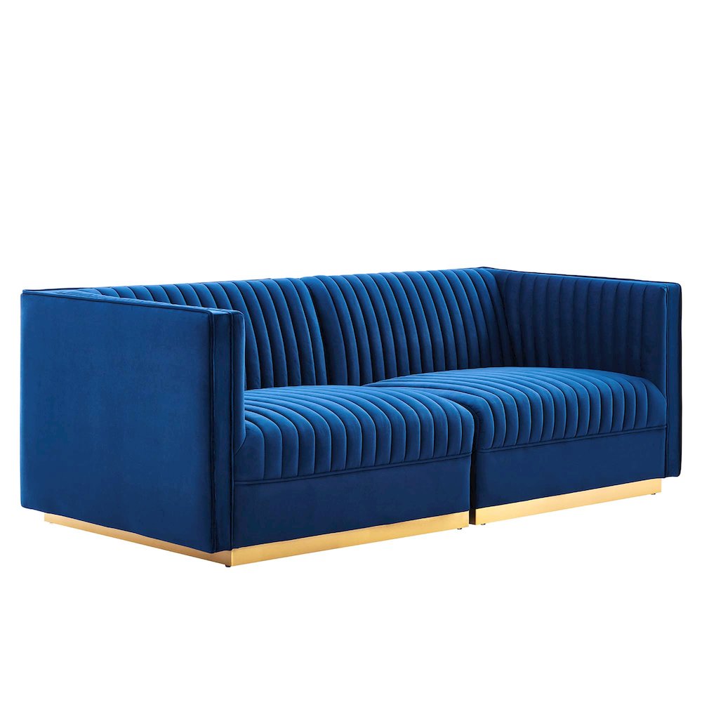 Sanguine Channel Tufted Performance Velvet Modular Sectional Sofa Loveseat. Picture 1