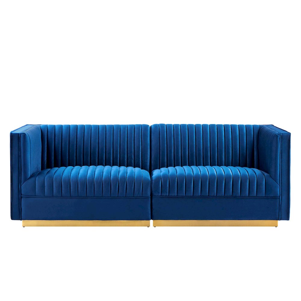 Sanguine Channel Tufted Performance Velvet Modular Sectional Sofa Loveseat. Picture 3