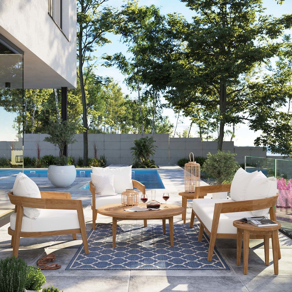 Brisbane 6-Piece Teak Wood Outdoor Patio Set. Picture 16
