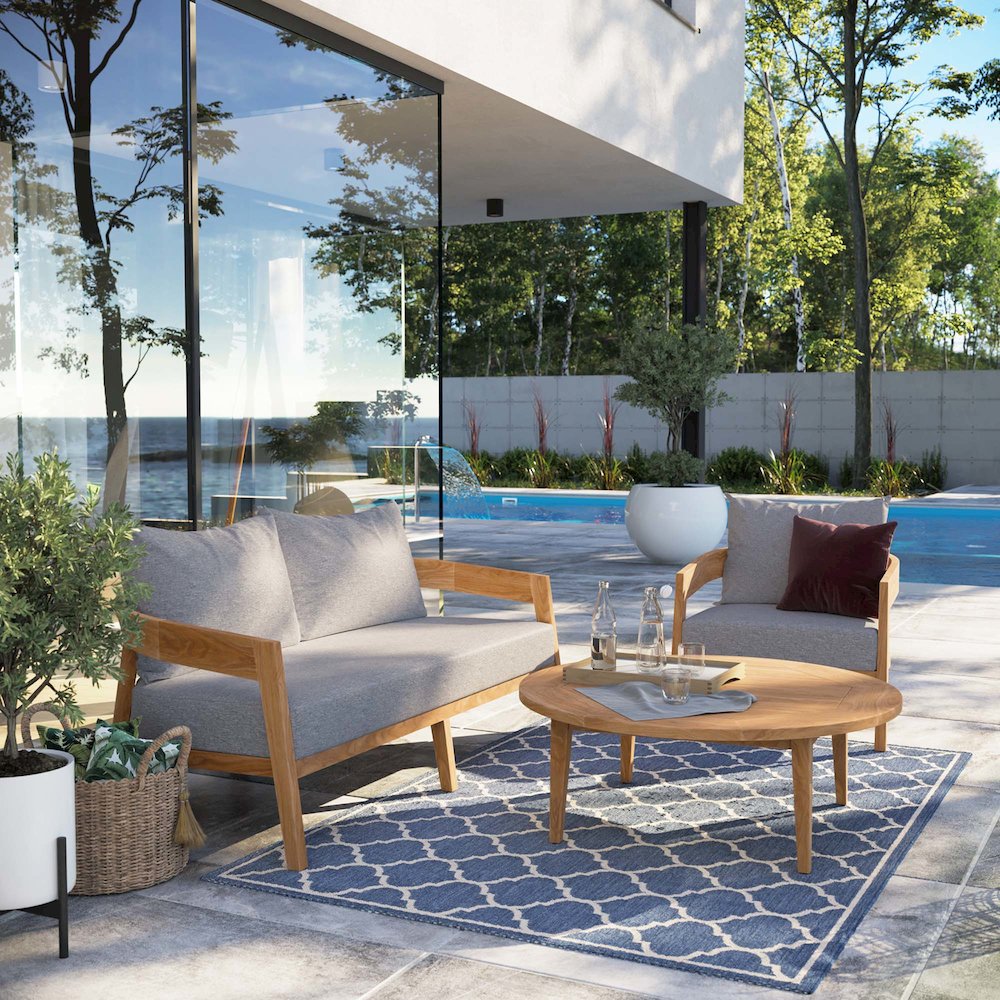 Brisbane 3-Piece Teak Wood Outdoor Patio Set. Picture 12