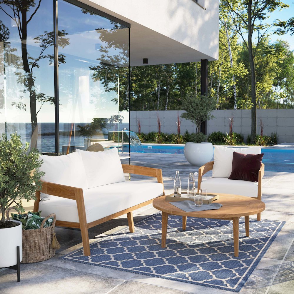 Brisbane 3-Piece Teak Wood Outdoor Patio Set. Picture 12