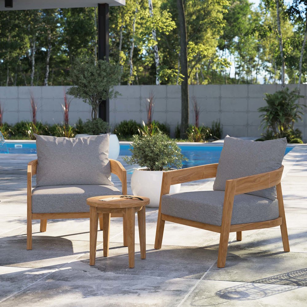 Brisbane 3-Piece Teak Wood Outdoor Patio Set. Picture 12