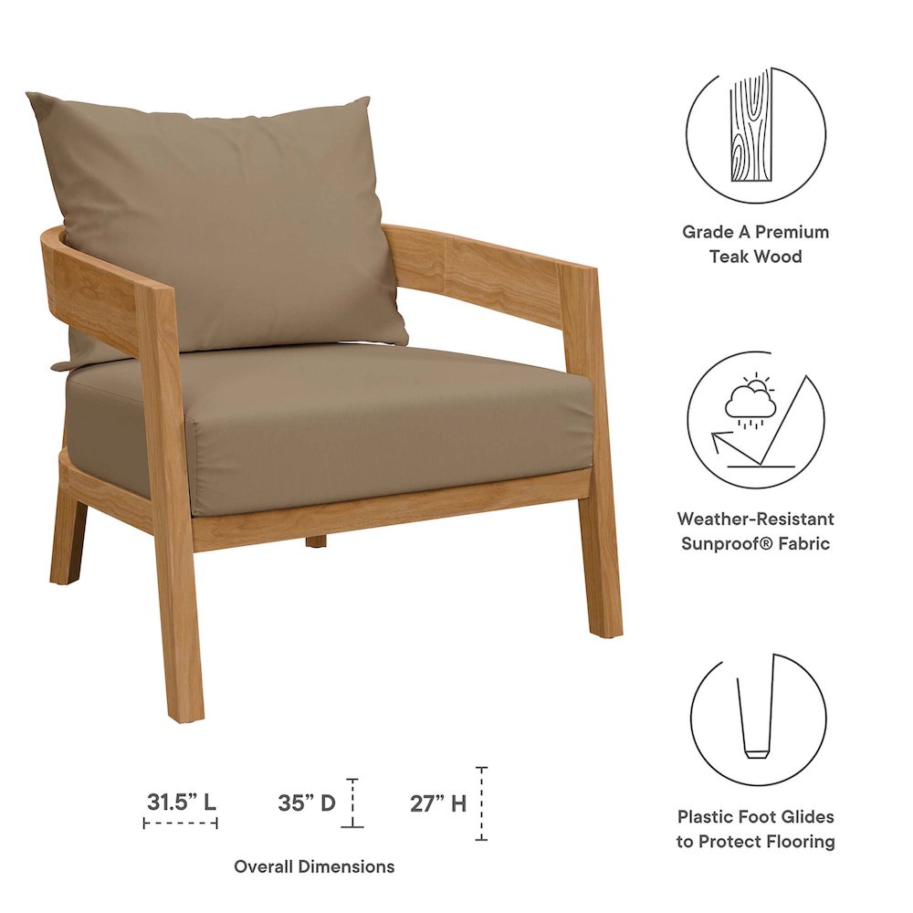 Brisbane 3-Piece Teak Wood Outdoor Patio Set. Picture 3