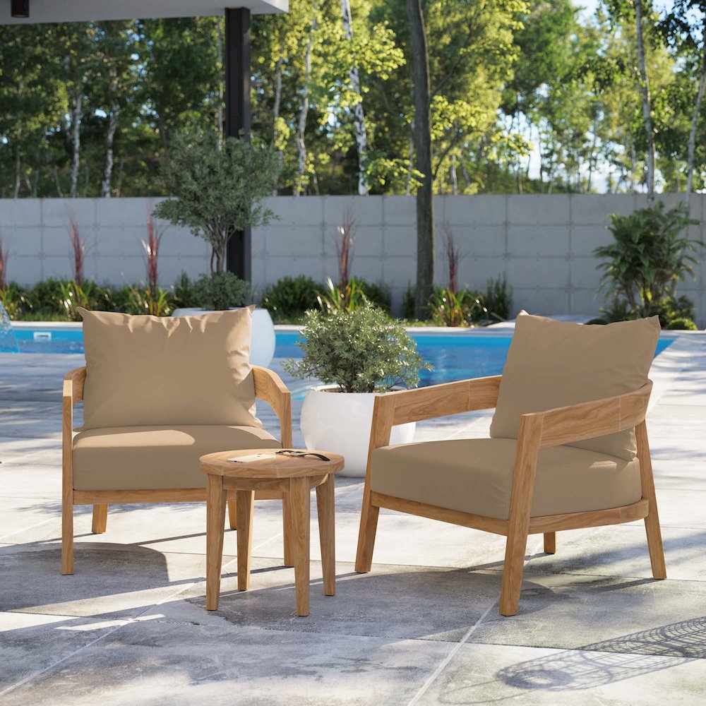 Brisbane 3-Piece Teak Wood Outdoor Patio Set. Picture 12