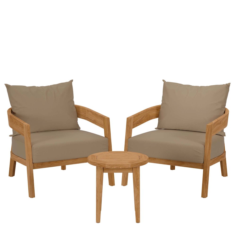 Brisbane 3-Piece Teak Wood Outdoor Patio Set. Picture 1