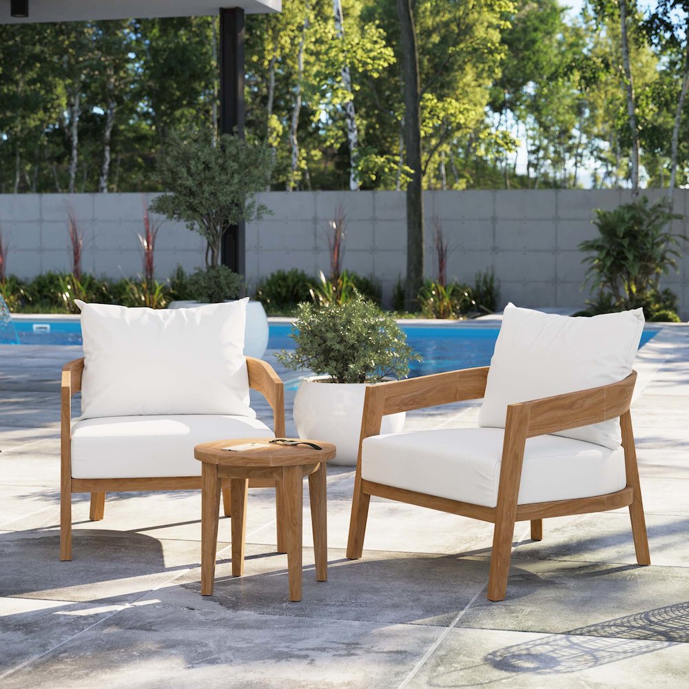 Brisbane 3-Piece Teak Wood Outdoor Patio Set. Picture 12