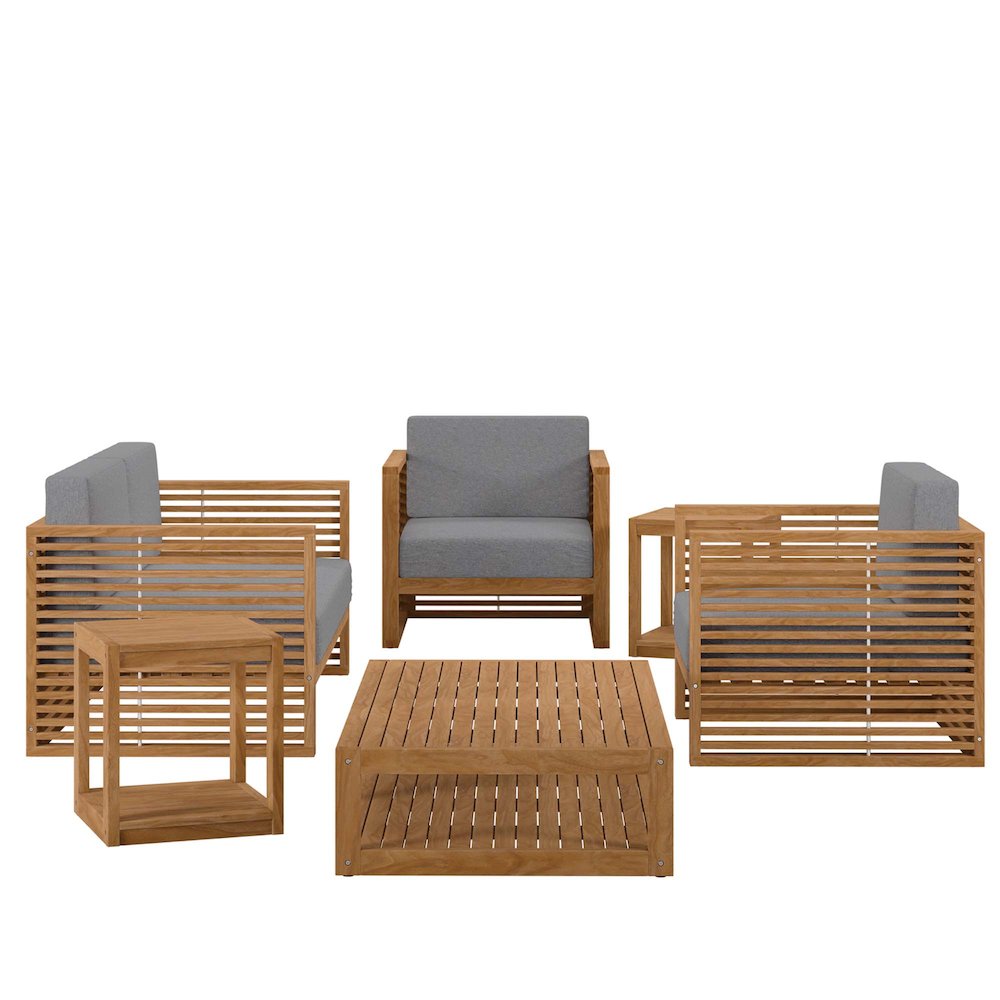 Carlsbad 6-Piece Teak Wood Outdoor Patio Set. Picture 6