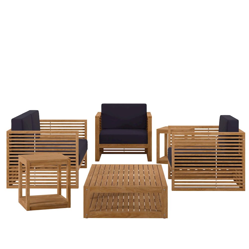 Carlsbad 6-Piece Teak Wood Outdoor Patio Set. Picture 6