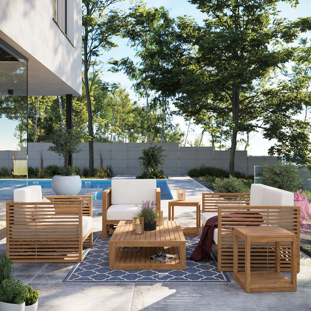 Carlsbad 6-Piece Teak Wood Outdoor Patio Set. Picture 17