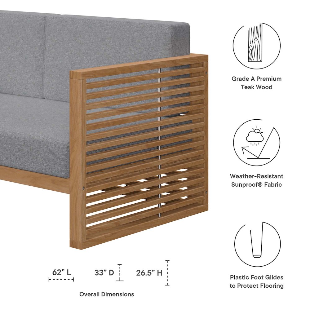 Carlsbad 3-Piece Teak Wood Outdoor Patio Set. Picture 2