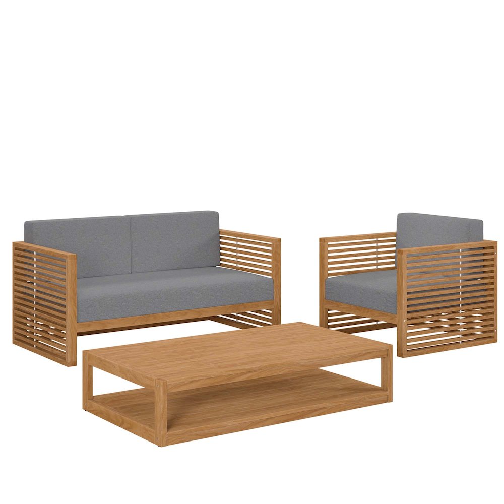 Carlsbad 3-Piece Teak Wood Outdoor Patio Set. Picture 1