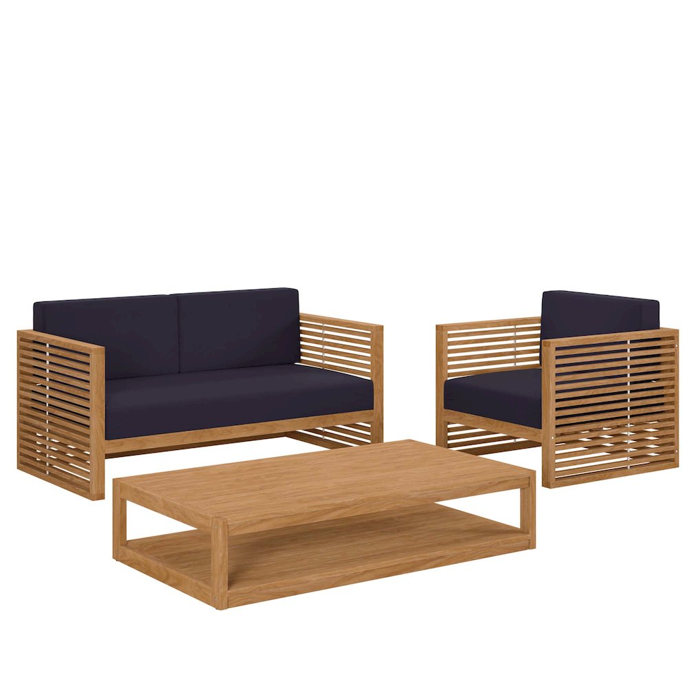 Carlsbad 3-Piece Teak Wood Outdoor Patio Set. Picture 1