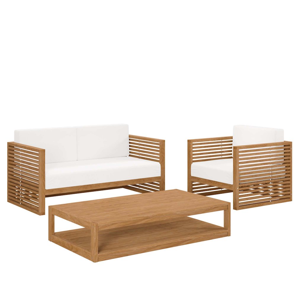Carlsbad 3-Piece Teak Wood Outdoor Patio Set. Picture 1