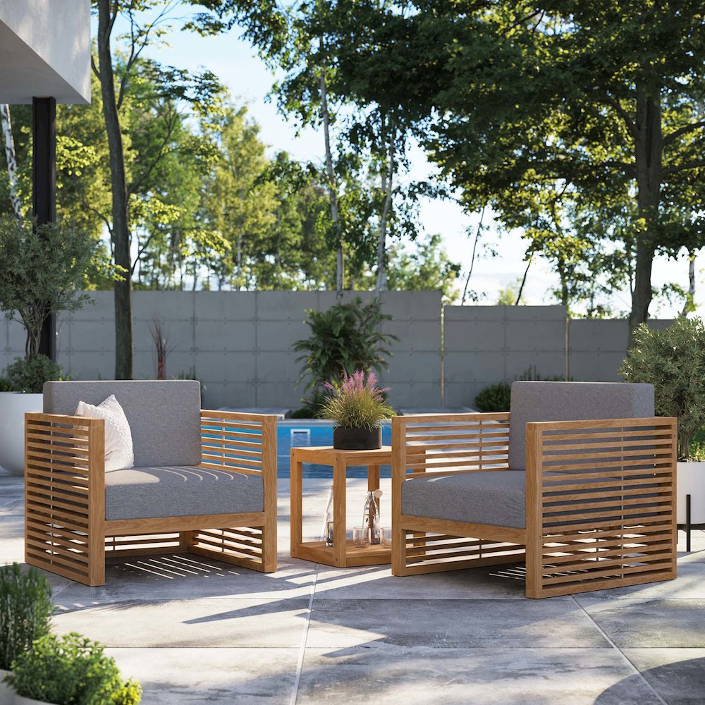 Carlsbad 3-Piece Teak Wood Outdoor Patio Set. Picture 12