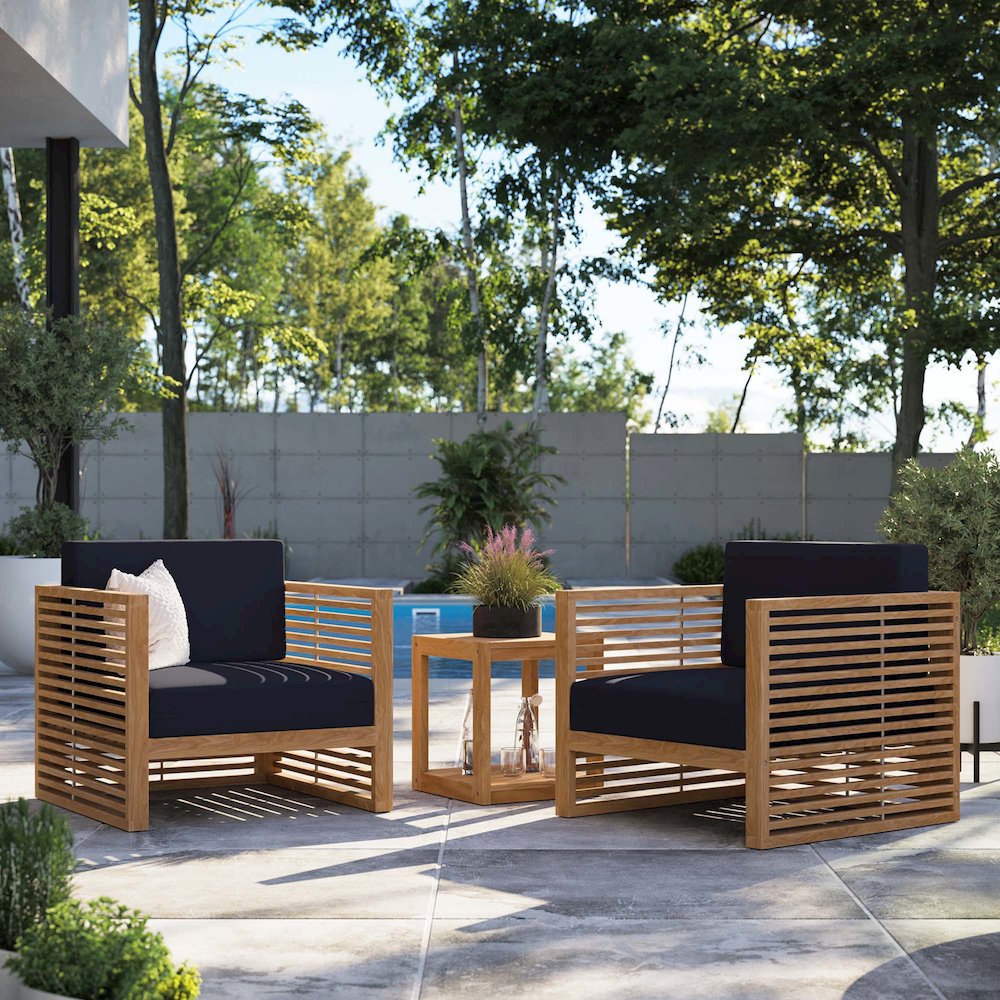 Carlsbad 3-Piece Teak Wood Outdoor Patio Set. Picture 12