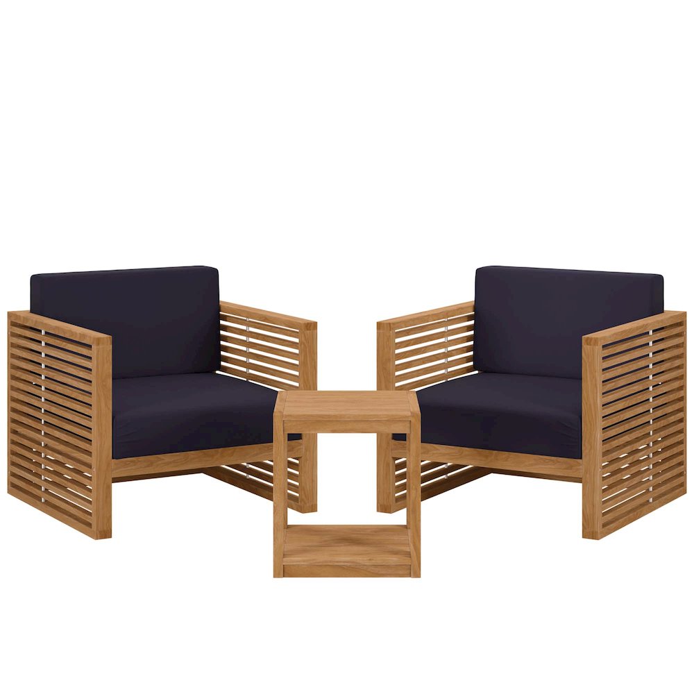 Carlsbad 3-Piece Teak Wood Outdoor Patio Set. Picture 1