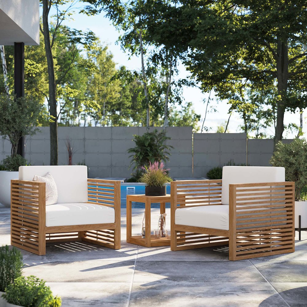 Carlsbad 3-Piece Teak Wood Outdoor Patio Set. Picture 12