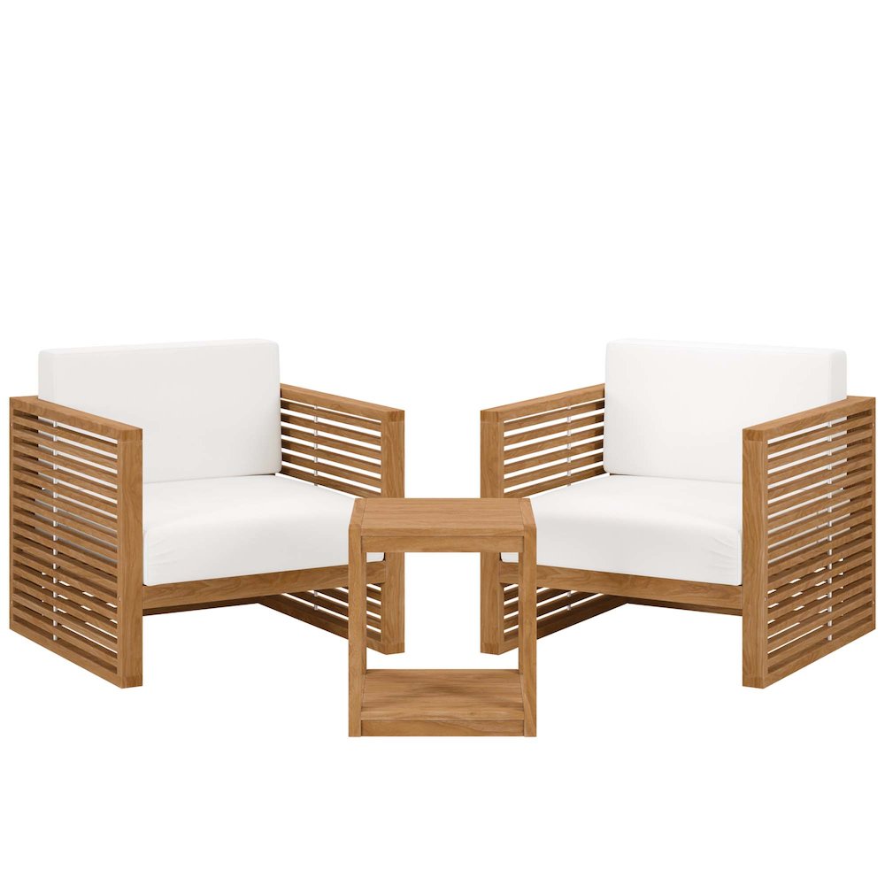 Carlsbad 3-Piece Teak Wood Outdoor Patio Set. Picture 1