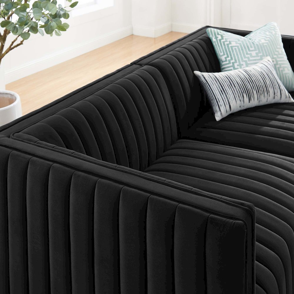 Conjure Channel Tufted Performance Velvet Loveseat. Picture 11