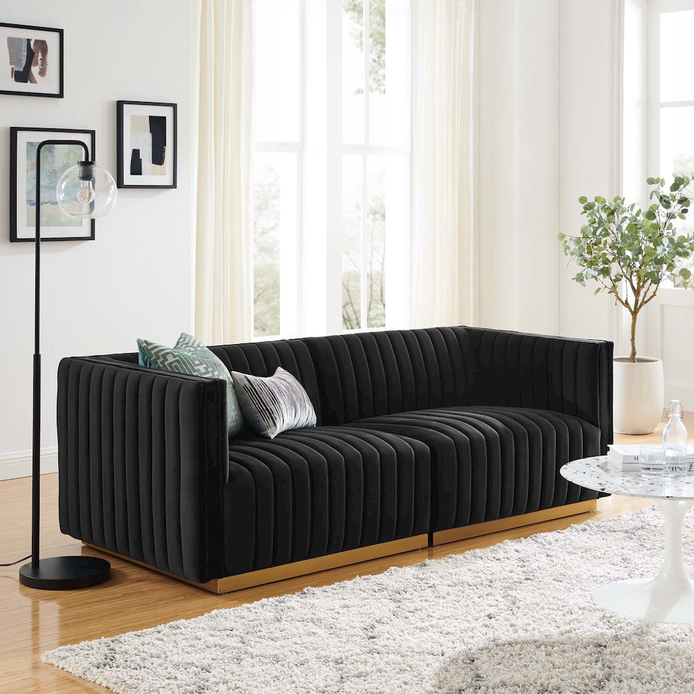 Conjure Channel Tufted Performance Velvet Loveseat. Picture 10