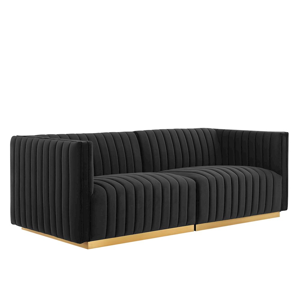 Conjure Channel Tufted Performance Velvet Loveseat. Picture 1